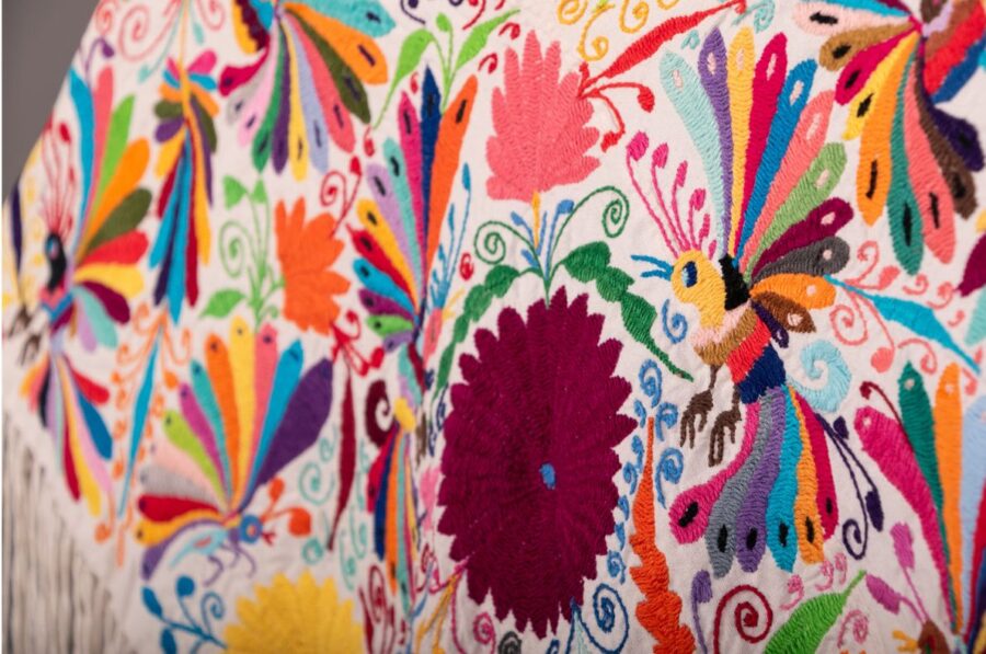 Poncho de Colores Bordado artesanal mexicano