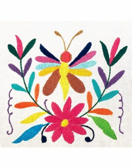 Servilleta de Manta Blanca Bordado de Mariposa