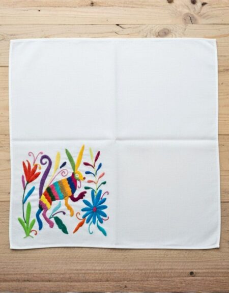 Servilleta de Manta Blanca con bordado de Armadillo