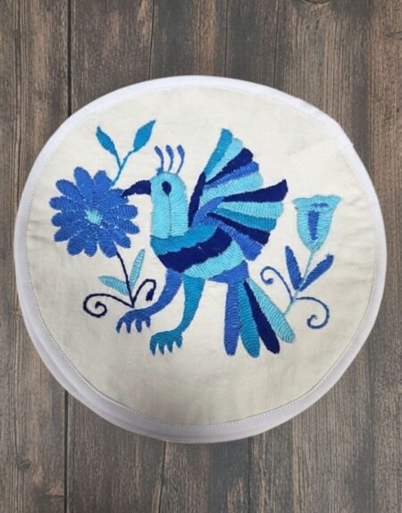 Tortillero de Manta Blanco con Bordado azul
