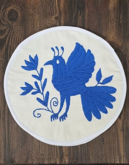 Tortillero de Manta Blanco con Bordado Azul