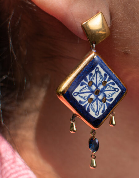 Aretes talavera baño de oro