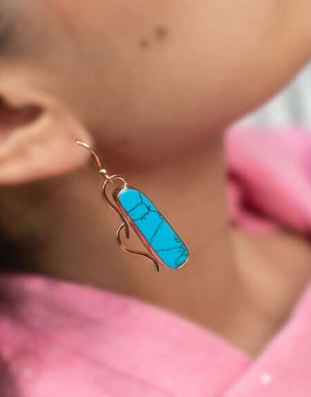 Aretes Con Piedra Natural Turquesa