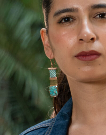 ARETES DE CRISTAL CON PIEDRA NATURAL